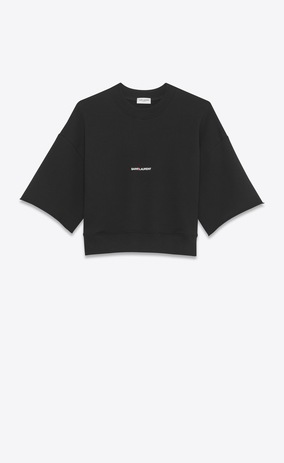 SAINT LAURENT スポーツトップス レディース 「SAINT LAURENT」半袖クロップト スウェットシャツ(ブラック/フレンチテリークロス) a_V4
